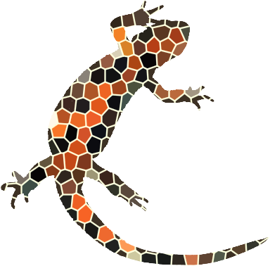 NewtFire logo: a mosaic rendering of a firebelly newt